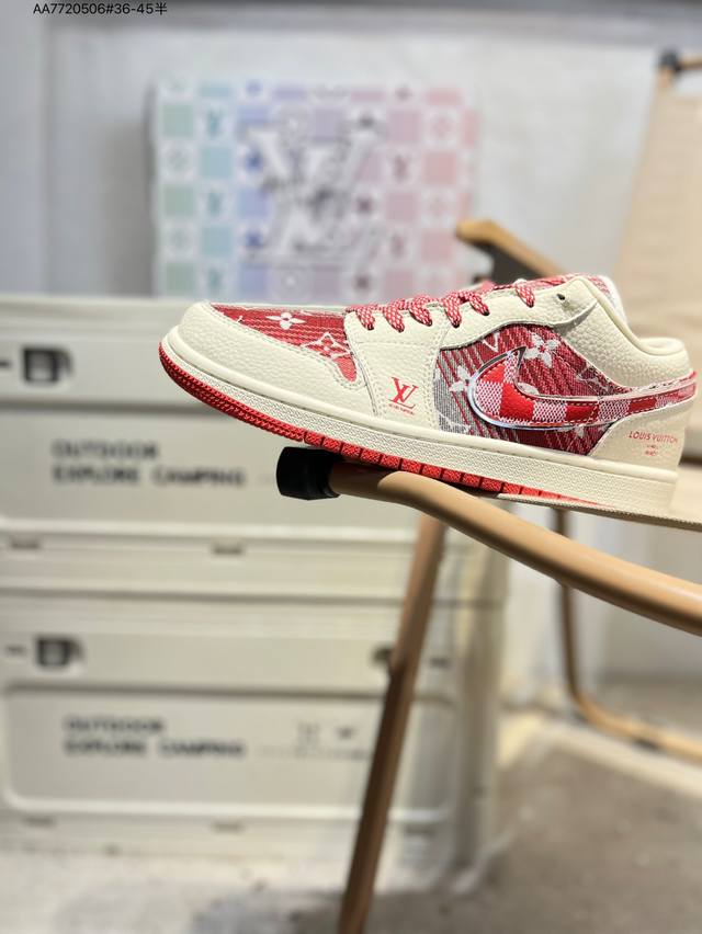公司级头层皮Lv X 乔丹Air Jordan 1 Low Aj1低帮系列篮球鞋 官方同步配色 原装级产物 #拒绝公底 立体鞋型 细节完美 高清洁度Qg1988