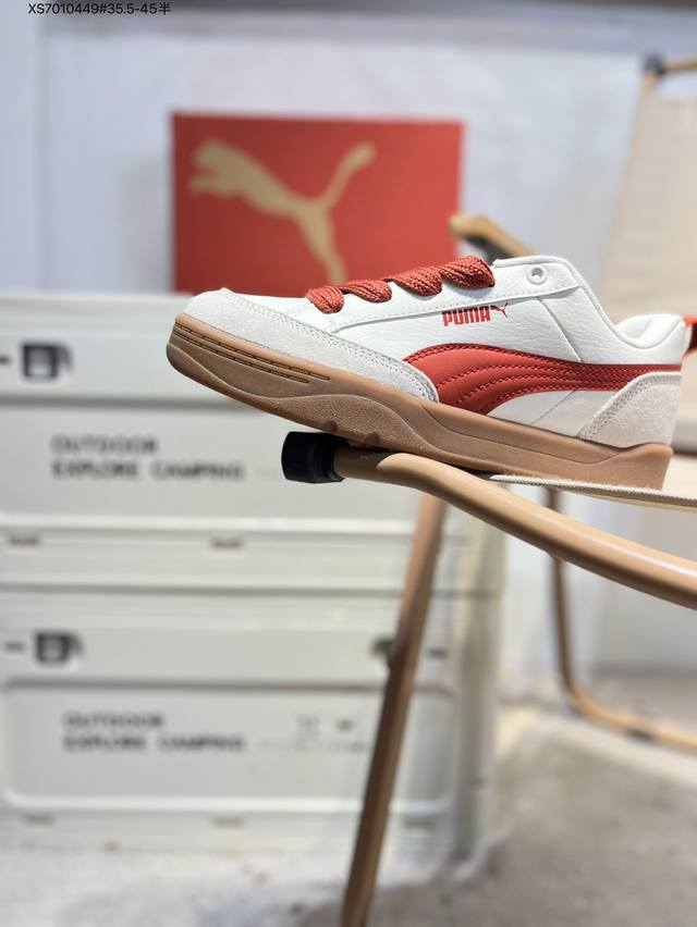 开学季福利特价puma park Lifestyle 米白 彪马防滑耐磨低帮德训板鞋 孔眼底座和脚趾凸起由猪八革材料制成 支持侧踏时的踏步工作 即使在健身房等使