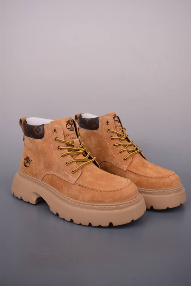 Lv X Timberland Lv联名添柏岚大黄靴 顶奢流量品牌与时代经典的结合之作 #代购专供品质 高弹Modern 外置防滑橡塑发泡超轻大底 系带设计 穿