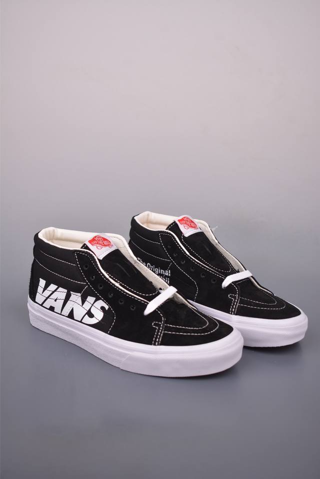 Vans Sk8-Mid 黑白字母中帮 范斯官方 防滑耐磨硫化帆布鞋 鞋面采用黑色帆布材质搭配Vans标志性Logo字母 极具辨识度 上脚百搭不出错 尺码：35