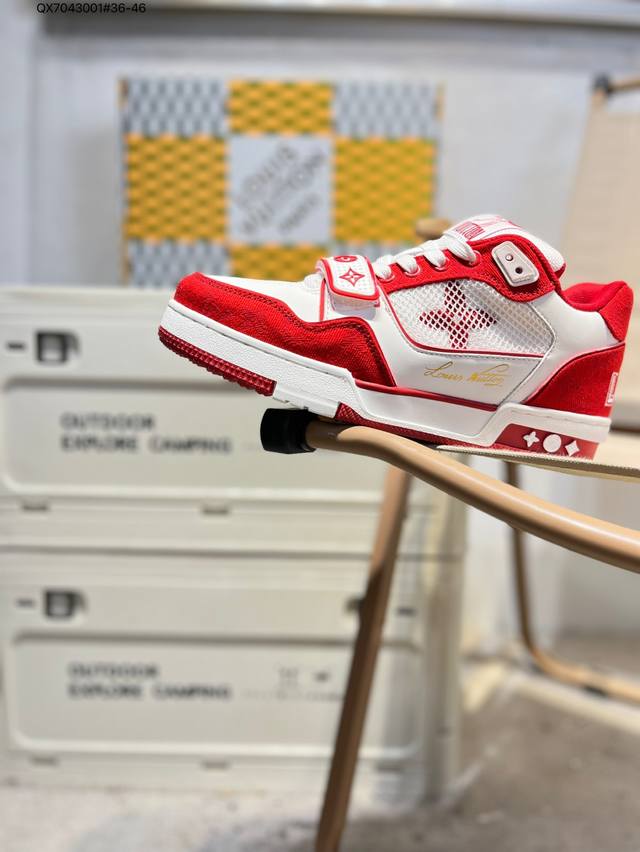 路易威登 Louis Vuitton Lv路易威登板鞋 新款 Lv Trainer最新配色运动鞋 L家 篮球鞋风格运动鞋 该鞋由艺术总监 Virgil Ablo