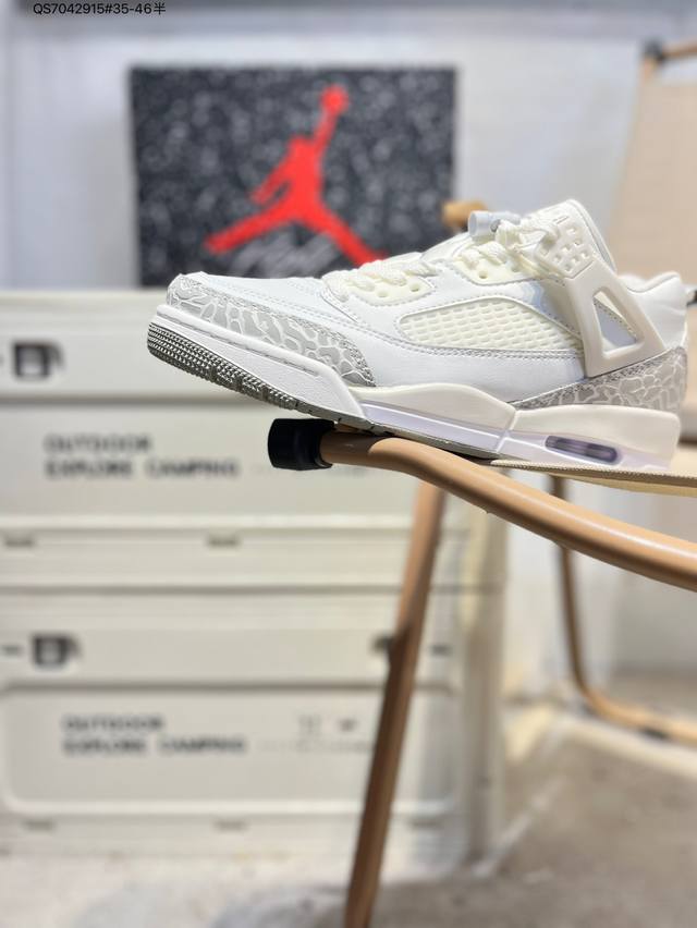 Jordan Spizike Low Aj 乔丹合体元素 灰白裂纹配色 文化休闲板鞋 #整双鞋在 Air Jordan 5 Low 廓形的基础上，通过加入 Aj
