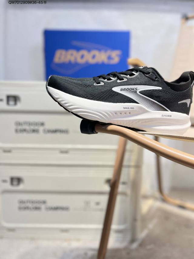 Brooks 布鲁克斯 Giycerin 22 超弹轻盈跑步鞋 实拍首发 低帮透气缓震支撑休闲运动慢跑鞋 采用改进工程空气网眼组合热熔工艺 鞋面材质搭载Dna