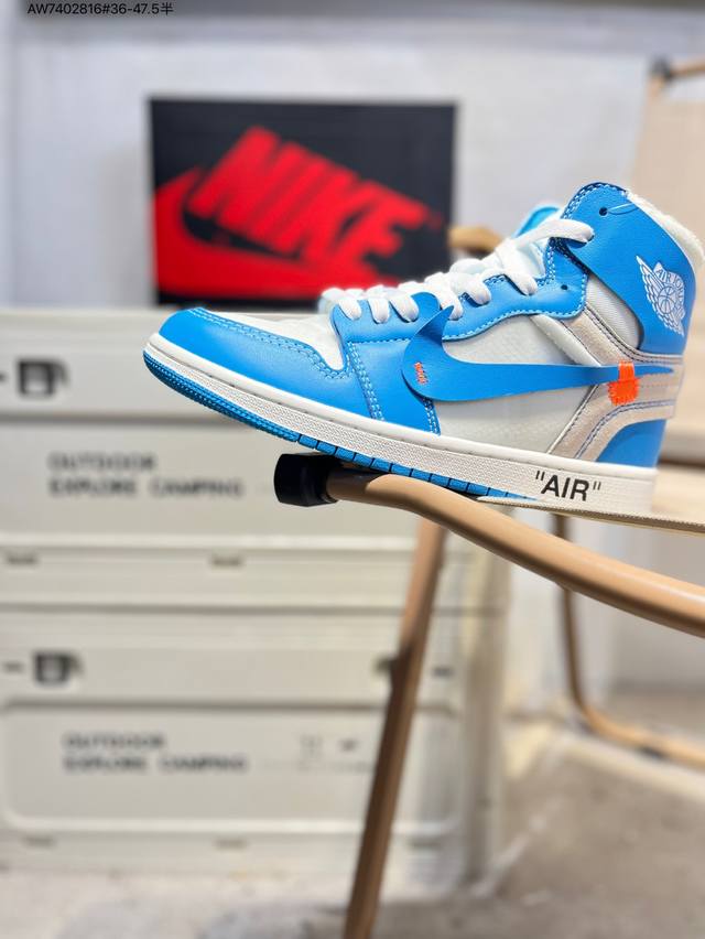 Off-White X Air Jordan 1 Retor Aj1经典复古高帮百搭文化篮球鞋 采用软质纳帕头层皮革鞋面#原厂立体填充鞋舌海绵#中底注胶孔及缜密