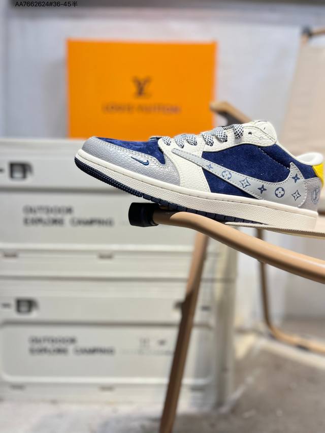 公司级头层皮Lv X 乔丹Air Jordan 1 Low Aj1低帮系列篮球鞋 官方同步配色 原装级产物 #拒绝公底 立体鞋型 细节完美 高清洁度Hs8068