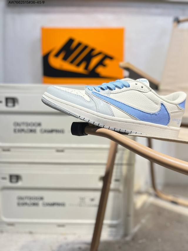 公司级头层皮Lv X 乔丹Air Jordan 1 Low Aj1低帮系列篮球鞋 官方同步配色 原装级产物 #拒绝公底 立体鞋型 细节完美 高清洁度Jw1188