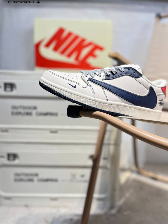 公司级头层皮斯图西 X 乔丹Air Jordan 1 Low Aj1低帮系列篮球鞋 官方同步配色 原装级产物 #拒绝公底 立体鞋型 细节完美 高清洁度Xz339