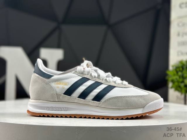 阿迪达斯 Adidas Originals Sl 72 Stack Shoes 阿迪条纹撞色厚底低帮生活休闲鞋 #原厂原数据版型 麂皮布面拼接 皮料切割干净无任