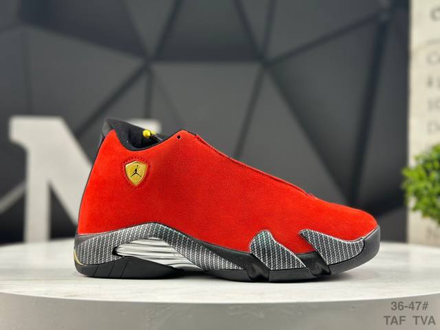 乔丹 Air Jordan Aj14 新版法拉利 If5015-600 外贸特供批次 原楦原档案数据开模打造 原厂中底拉帮钢印 原盒原配 尺码：如图所示 Taf