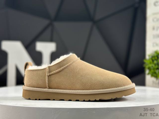 Ugg 1173891 Classic Clear Mini 冬季加绒保暖厚底低帮雪地靴 防滑舒适 牛皮材质短靴 人造短毛绒 时尚防滑 尺码：Ajt Tca