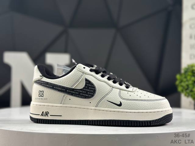 海外爆款限量发售！高端定制 耐克 Nike Air Force 1 '07 Low “纪梵希联名---米白黑灰双钩 ” 高端定制 低帮休闲板鞋 定制鞋盒 大厂纯