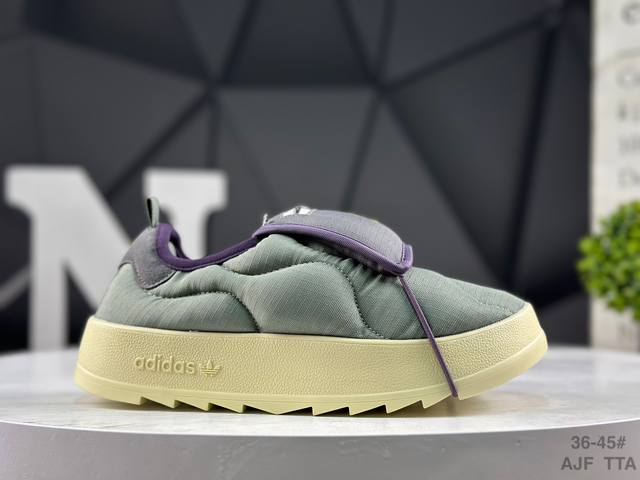 真标带半码 阿迪达斯 Adidas Originals Puffylette 弹力开口舒适时尚百搭休闲鞋 这款经典运动鞋 旨在带来睡袋般的舒适感受 以大胆设计焕