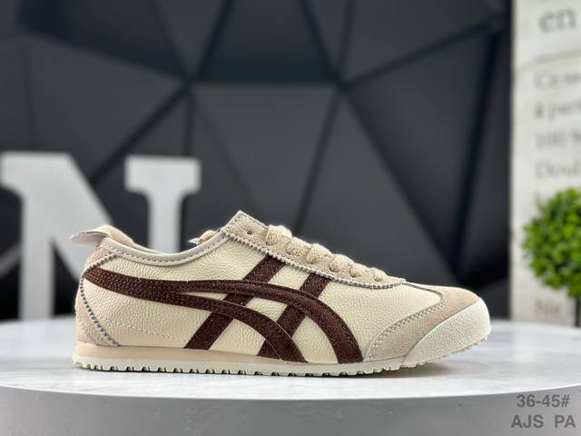 Asics 亚瑟士 日产经典老牌-鬼塚虎 Onitsuka Tiger Mexico 66经典墨西哥系列复古经典百搭板鞋休闲运动鞋慢跑鞋 采用柔软牛皮革鞋面，超