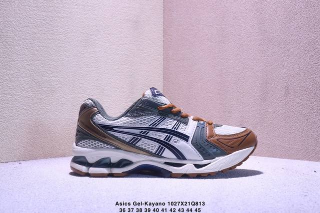 公司级Asics Gel-Kayano 14 亚瑟士运动休闲透气专业跑鞋 采用工程弹性双层再生针织密度鞋面材质 后跟3D可视Gel缓震乳胶物料 升级Ff Bla