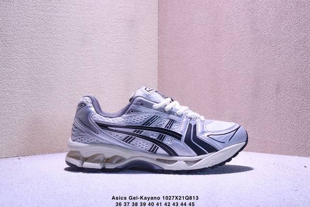 公司级Asics Gel-Kayano 14 亚瑟士运动休闲透气专业跑鞋 采用工程弹性双层再生针织密度鞋面材质 后跟3D可视Gel缓震乳胶物料 升级Ff Bla