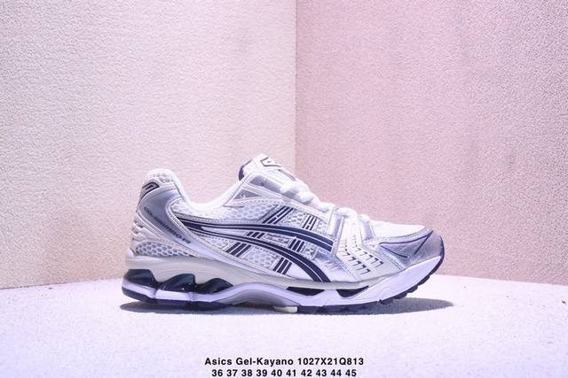 公司级Asics Gel-Kayano 14 亚瑟士运动休闲透气专业跑鞋 采用工程弹性双层再生针织密度鞋面材质 后跟3D可视Gel缓震乳胶物料 升级Ff Bla
