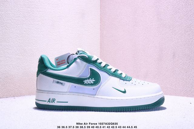 海外限量发售！公司级Nike Air Force 1 '07 Low “斯图西联名 米绿勾”空军一号 低帮 运动鞋 休闲鞋 折边针车 工艺难度大 原楦头原纸板