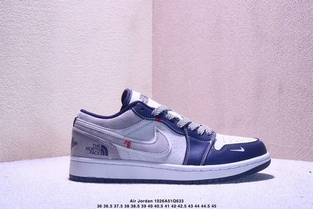 Nike Jordan Air Jordan 1“北面联名 暗黑迷彩” 高端定制 低帮 复古 减震 防滑 耐磨 篮球鞋 定制鞋盒 大厂纯原品质出货 超高清洁度