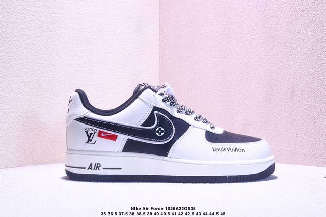 海外限量发售！公司级Nike Air Force 1 '07 Low “Lv联名 米黑印花”空军一号 低帮 运动鞋 休闲鞋 折边针车 工艺难度大 原楦头原纸板