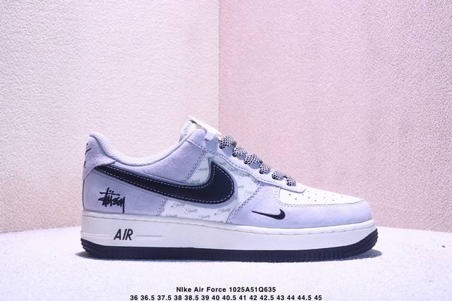 海外限量发售！公司级Nike Air Force 1 '07 Low “斯图西联名 灰银勾”空军一号 低帮 运动鞋 休闲鞋 折边针车 工艺难度大 原楦头原纸板