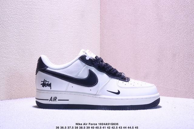 海外限量发售！公司级Nike Air Force 1 '07 Low “斯图西联名--灰猪八黑勾”空军一号 低帮 运动鞋 休闲鞋 折边针车 工艺难度大 原楦头原