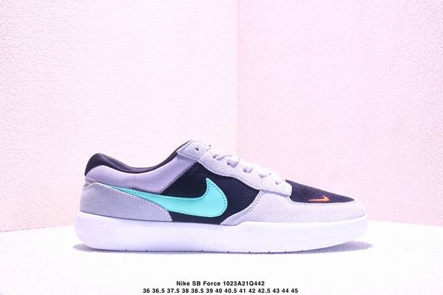 耐克Nike Sb Force 58 运动滑板鞋。这是一款将前沿创新带入街头的单品，它具有硫化杯底，具有出色的耐用性和灵活性。使用柔软皮革和帆布拼接，在饰面上放