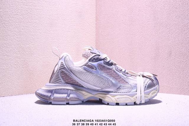 Balenciaga 3Xl Sneakers 3+系列巴黎世家 低帮复古阔型底姥爹风潮流百搭休闲慢跑鞋“网织浅灰银金属Vg版#男女鞋配件防尘袋及附送鞋带#全部