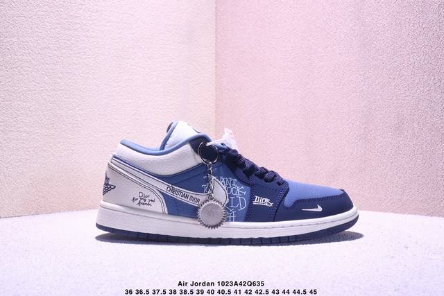 海外爆款限量发售！高端定制Air Jordan 1 Low Aj1 乔1 “迪奥联名---海军蓝渡鸦”高端定制 低帮复古篮球鞋 #定制鞋盒 大厂纯原品质出货 超