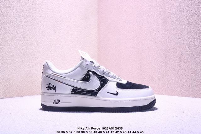 海外限量发售！公司级Nike Air Force 1 '07 Low “斯图西联名--米黑英文银边”空军一号 低帮 运动鞋 休闲鞋 折边针车 工艺难度大 原楦头