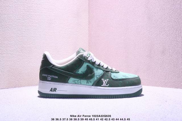 海外量发售！公司级Nike Air Force 1 '07 Low Lv联名--浅绿墨绿空军一号低帮 运动鞋 休闲鞋 折边针车 防水牛仔布双拼 工艺难度大 原楦