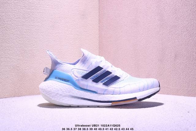真标阿迪达斯Adidas Ultraboost Ub21全掌爆米花休闲运动跑鞋 采用网材搭配反光皮革鞋面 配上Stretchweb网格外底和Boost中底 货号