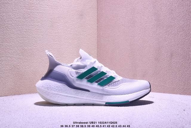 真标阿迪达斯Adidas Ultraboost Ub21全掌爆米花休闲运动跑鞋 采用网材搭配反光皮革鞋面 配上Stretchweb网格外底和Boost中底 货号