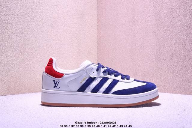 Adidas Gazelle Indoor 阿迪达斯三叶草复古休闲鞋 Diy定制 桑巴复刻 牛皮材质T头鞋 真标带半码 Size:36-45码 Xm1022Q6