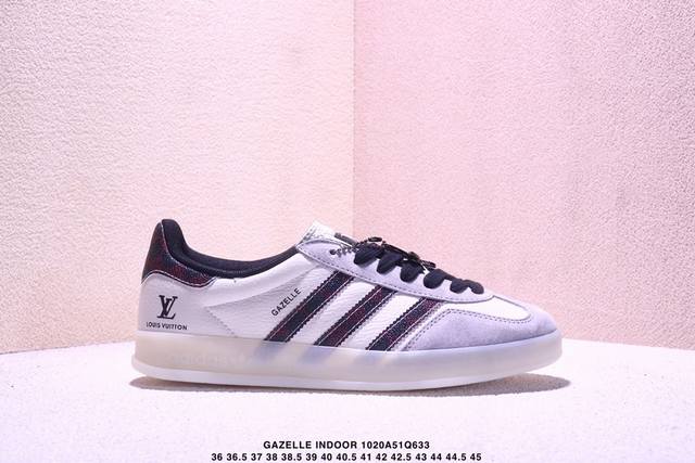 公司级Adidas Originals Gazelle Indoor Indoor Lv T头鞋 防滑耐磨轻便 低帮 板鞋 男女同款 白绿 以柔软的皮革鞋面搭配