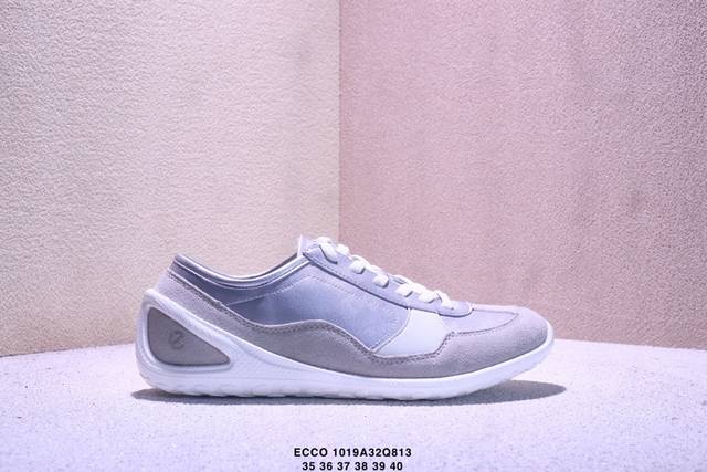 Ecco爱步 广东原版透气 配备原版三件套 防尘纸 高弹大底 全头层牛皮 新款百搭休闲款 纯手工制成 鞋面走线工整 清晰质感 原单品质 拼接运动透气网布 采用E