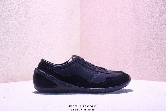 Ecco爱步 广东原版透气 配备原版三件套 防尘纸 高弹大底 全头层牛皮 新款百搭休闲款 纯手工制成 鞋面走线工整 清晰质感 原单品质 拼接运动透气网布 采用E
