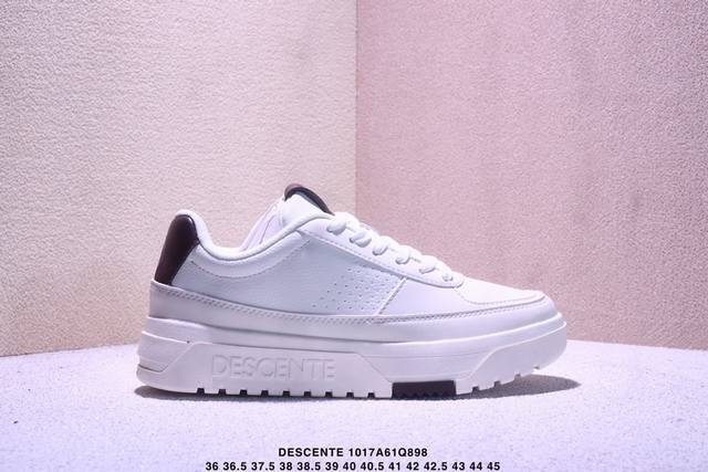 公司级迪桑特Descente Dualis De Board 运动舒适 低帮休闲鞋 灵感源于经典鞋形 以简洁线条勾勒百搭造型 选用皮革鞋面赋予质感 缓震中底提升