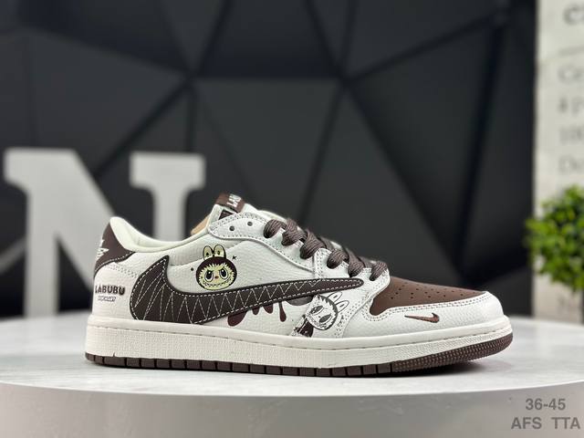 耐克 Nike Air Jordan 1 X Travis Scott Aj1倒勾 乔一倒钩 ‘Diy’定制 耐克 低帮文化篮球鞋 完美品质出货 细节如图所示