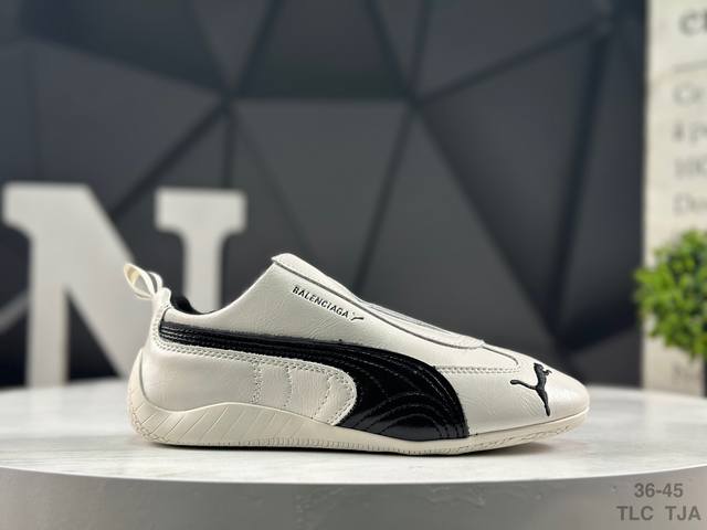 Puma 彪马 X Balenciaga巴黎世家 Speedcat 系列 薄底鞋 漆皮 圆头做旧磨损 低帮 生活休闲鞋 货号：406515-02 码数：如图 T