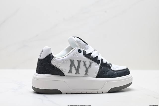 公司级Mlb 纽约洋基队 Chunky Liner Embo Monogram 印刻老花 时尚舒适 休闲运动 防滑耐磨增高 低帮 板鞋 货号:3Asxe035N