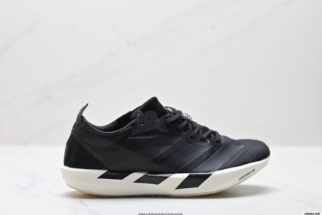 公司级Adidas Adizero Adios 9 马拉松飞线贾卡轻质透气休闲运动跑步鞋 采用双层透气网纱 Flywire动态飞线绑缚鞋面材质 内置Zoom小气