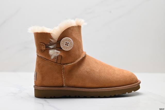 真标Ugg Mini Bailey Button Ii 秋冬欧美风经典纽扣短筒平底套筒短靴雪地靴女靴 货号:1016422 尺码:36-42 Id:Jdf180