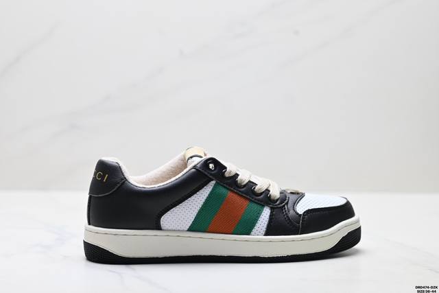 真标Gucci Distressed Screener Sneaker 怀旧版 原版做旧 古驰小脏鞋系列 尺码:36-44 Id:Drd474-Dzk