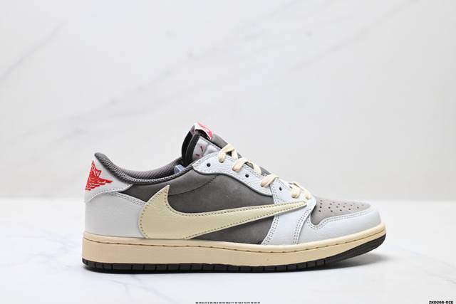 公司级Nike Air Jordan 1 X Travis Scott Aj1倒勾 乔一倒钩 耐克 低帮文化篮球鞋 升级原楦原档案数据开发纸版楦型 采用同源纳帕