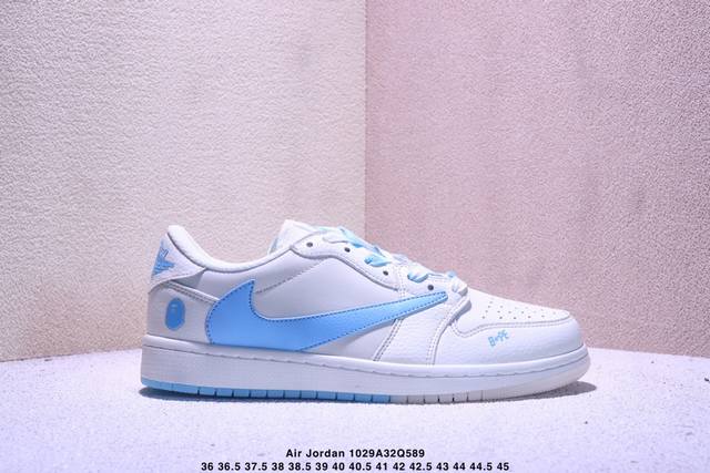 Travis Scott X Fragment Design X Jordan Air Jordan 1 Low Og Sp Bape联名 “白蓝” 多方联名合