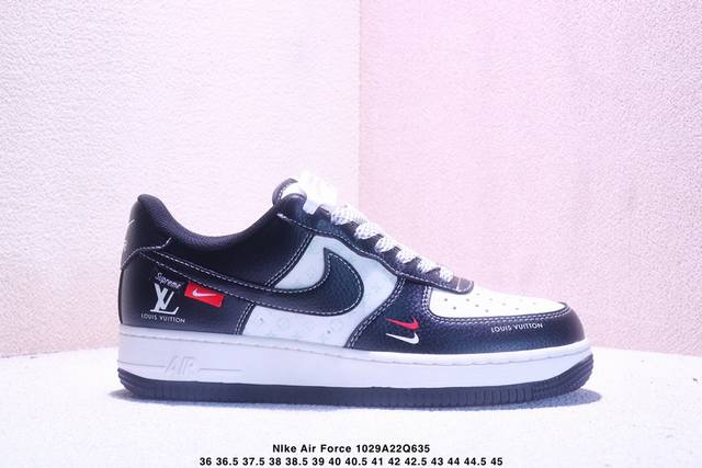 海外限量发售！公司级Nike Air Force 1 '07 Low “Lv，Supreme联名 白蓝色”空军一号 低帮 运动鞋 休闲鞋 折边针车 工艺难度大