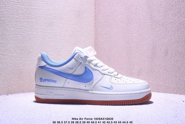 海外限量发售！公司级Nike Air Force 1 '07 Low “Supeme联名 蓝勾生胶”空军一号 低帮 运动鞋 休闲鞋 折边针车 工艺难度大 原楦头