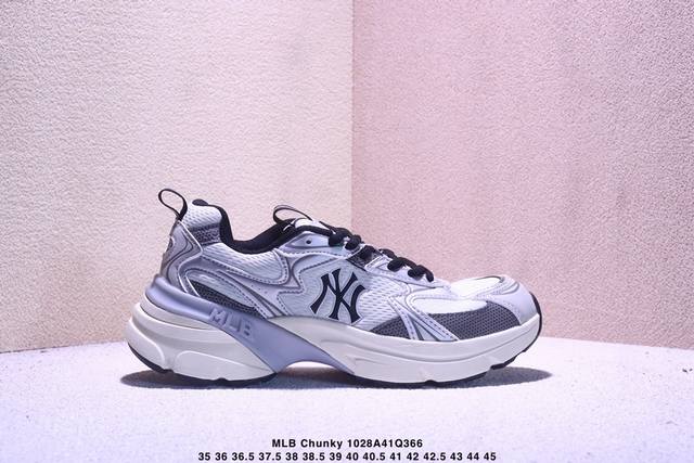 Mlb Chunky Liner Embo Monogram Coopers Town 厚底低帮休闲鞋 Ny联名印花限定 牛皮材质 真标带半码 Size:35-