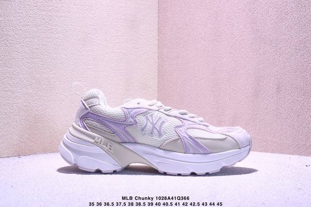 Mlb Chunky Liner Embo Monogram Coopers Town 厚底低帮休闲鞋 Ny联名印花限定 牛皮材质 真标带半码 Size:35-