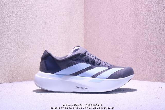 真标Adidas Adizero Evo Sl 阿迪达斯 舒适百搭防滑耐磨 低帮 休闲跑步鞋 货号:Ki3393 尺码:36 36.5 37 38 38.5 3